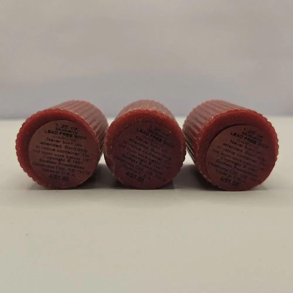 Vintage 1997 Endless Possibilities Mulberry Votive Candles DD Brand Lot of 3